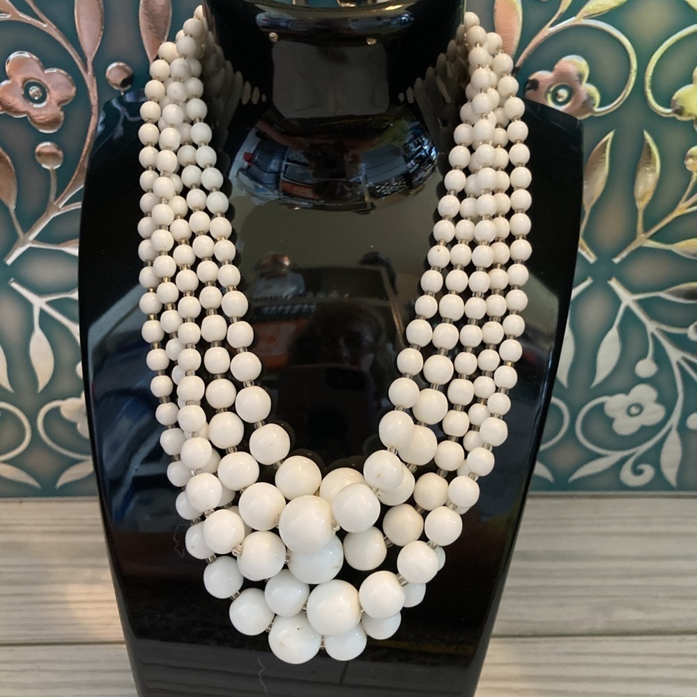 Vintage Sandor Signed Milk Glass Choker. Plus Milk Glass Post Back Earrings.